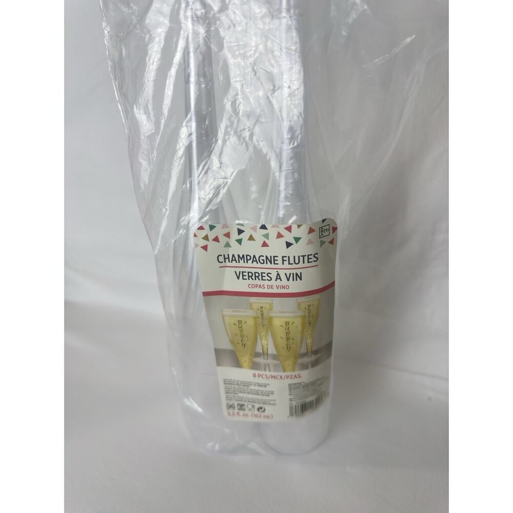 8-Pack Disposable Plastic Champagne Flutes 5.5 oz Party Cups - Picture 3 of 6